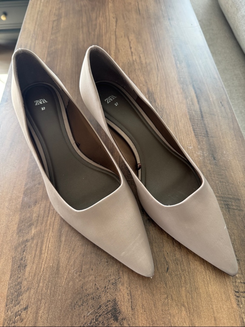 Zara Light Taupe Pointed Flats